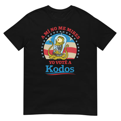 camiseta a mi no me mires yo vote a kodos de los simpsons en color negro