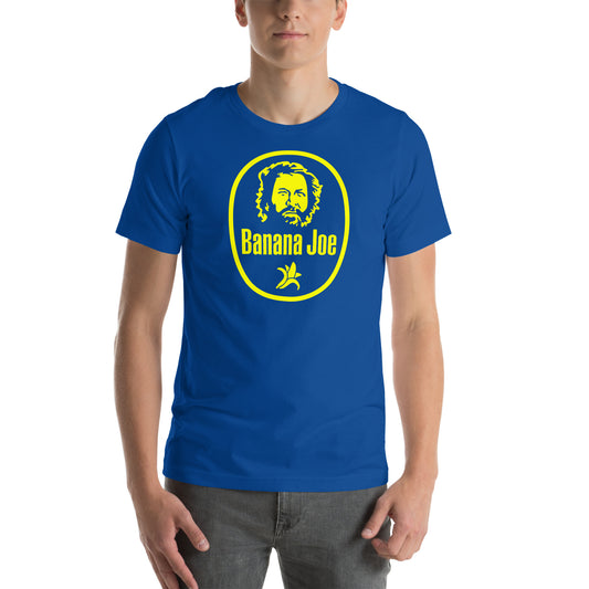 hombre con camiseta banana joe bud spencer en color azul royal