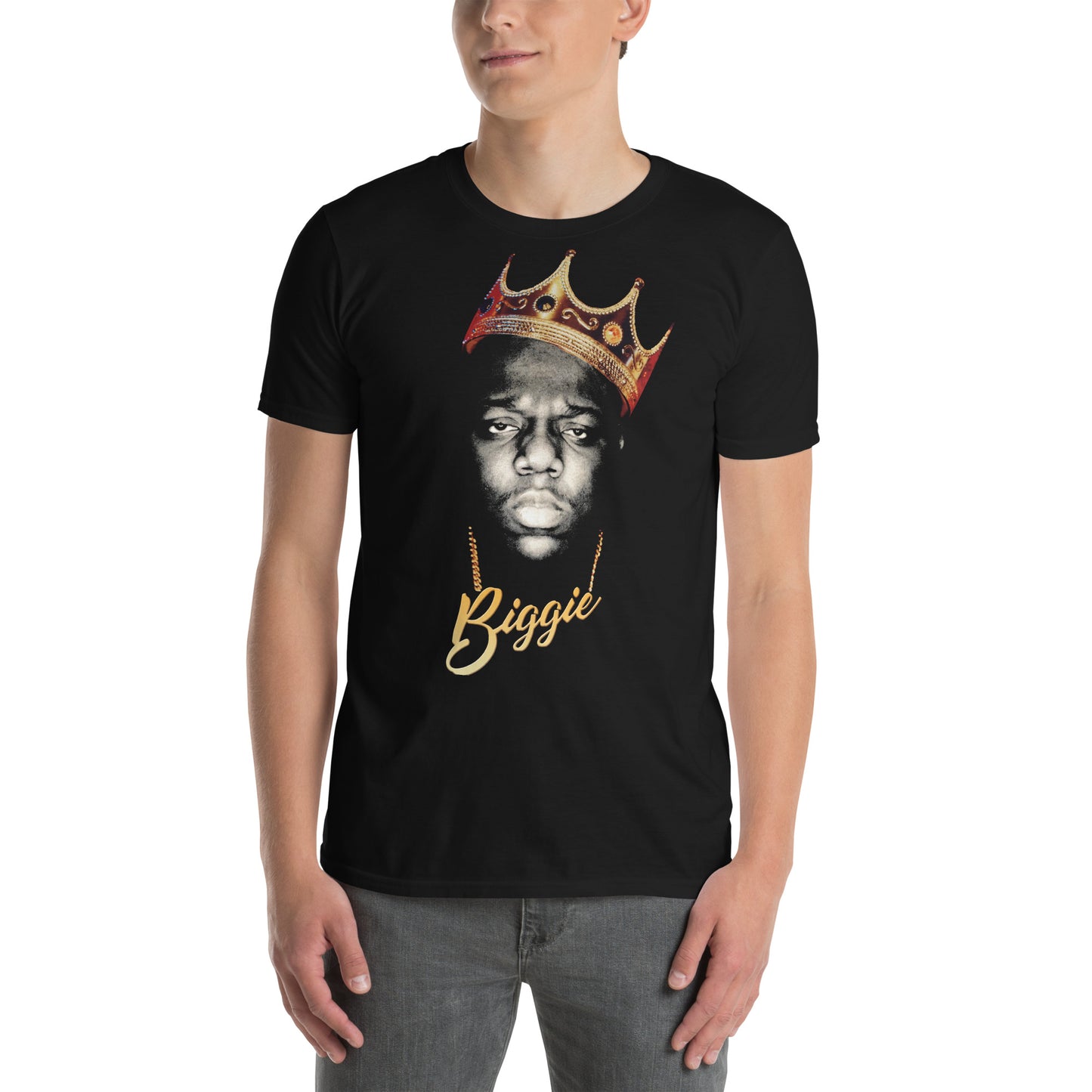 hombre con camiseta the notorious big biggie en color negro