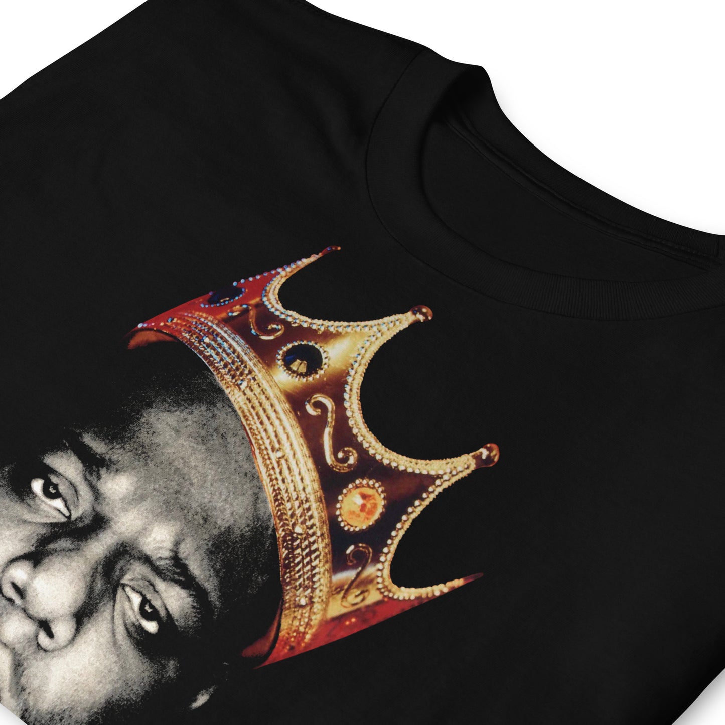 detalle de camiseta the notorious big biggie en color negro