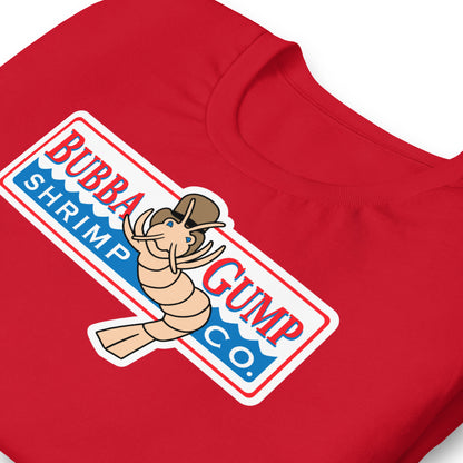 detalle de camiseta bubba gump shrimp company forrest gump en color rojo