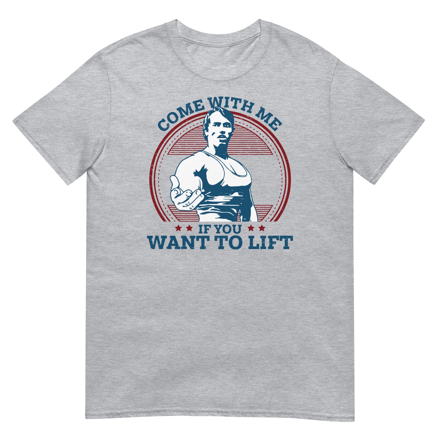 camiseta come with me if you want to lift de arnold schwarzenegger en color gris