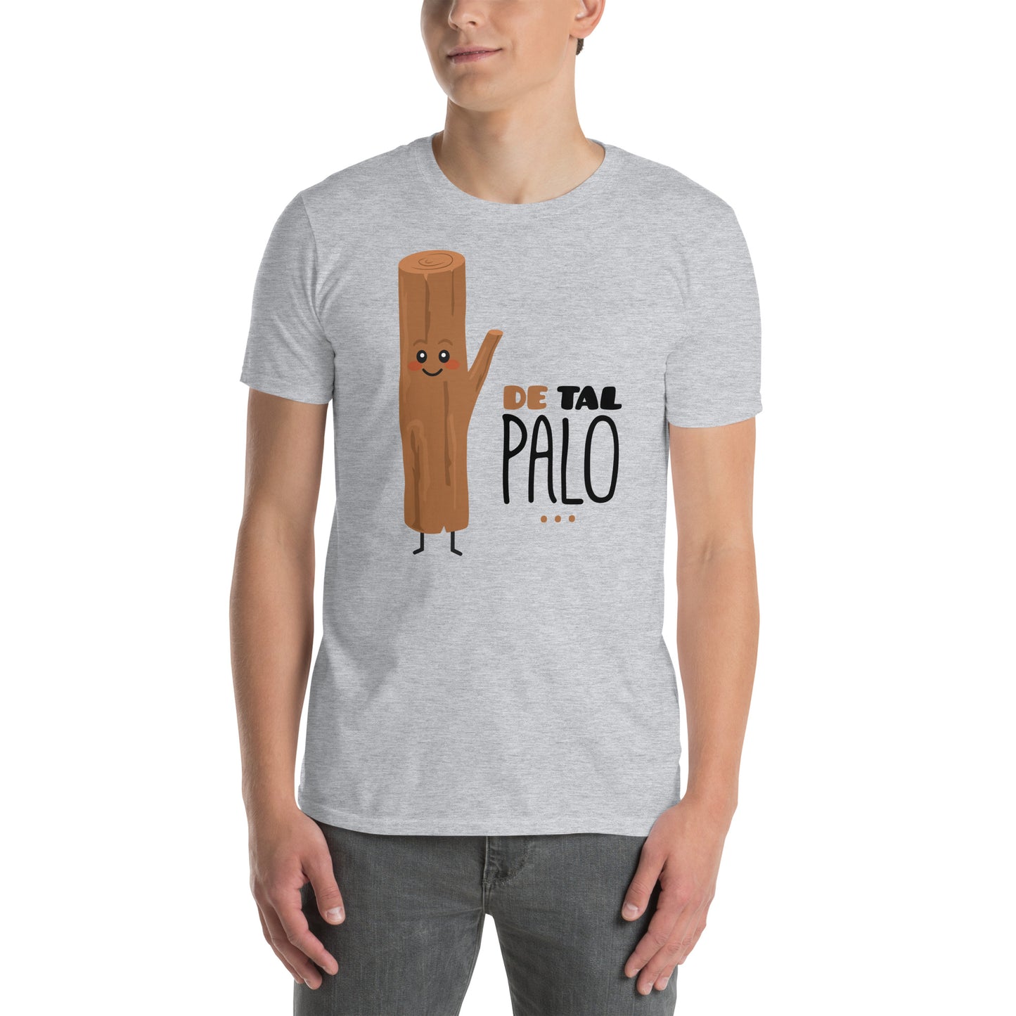 hombre con camiseta de tal palo regalo dia del padre madre en color gris