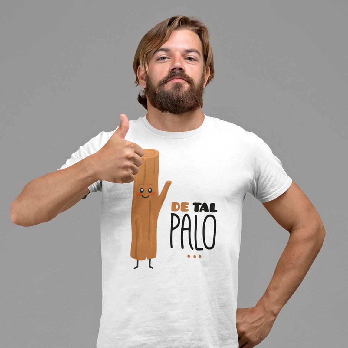 hombre con camiseta de tal palo regalo dia del padre madre en color blanco