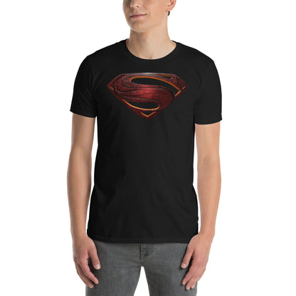 hombre con camiseta el hombre de acero superman en color negro