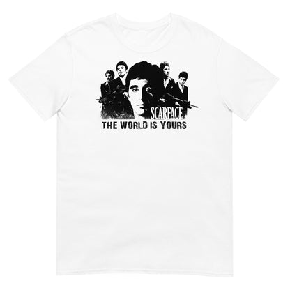 camiseta el mundo es tuyo scarface tony montana the world is yours en color blanco