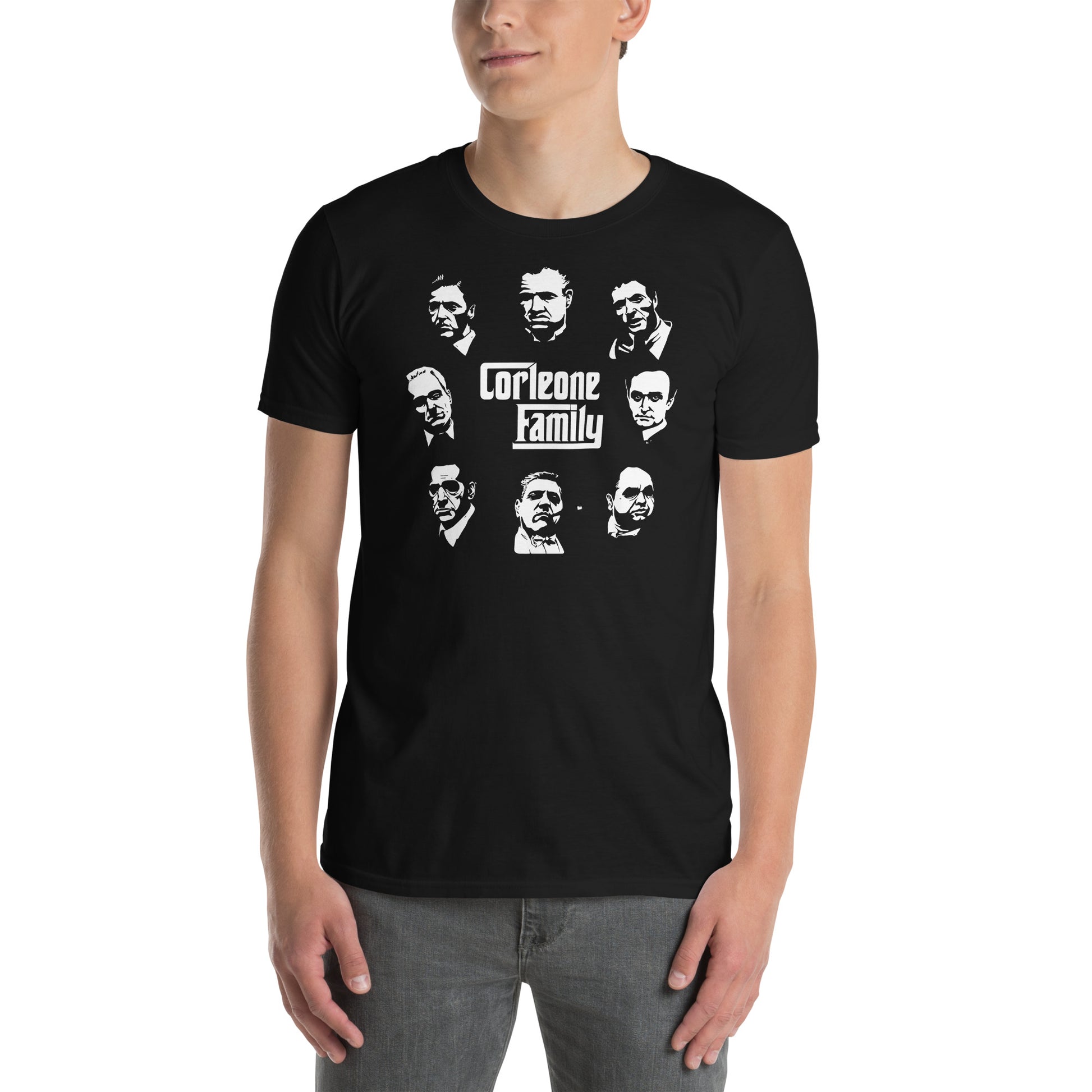 hombre con camiseta familia corleone el padrino the godfather en color negro