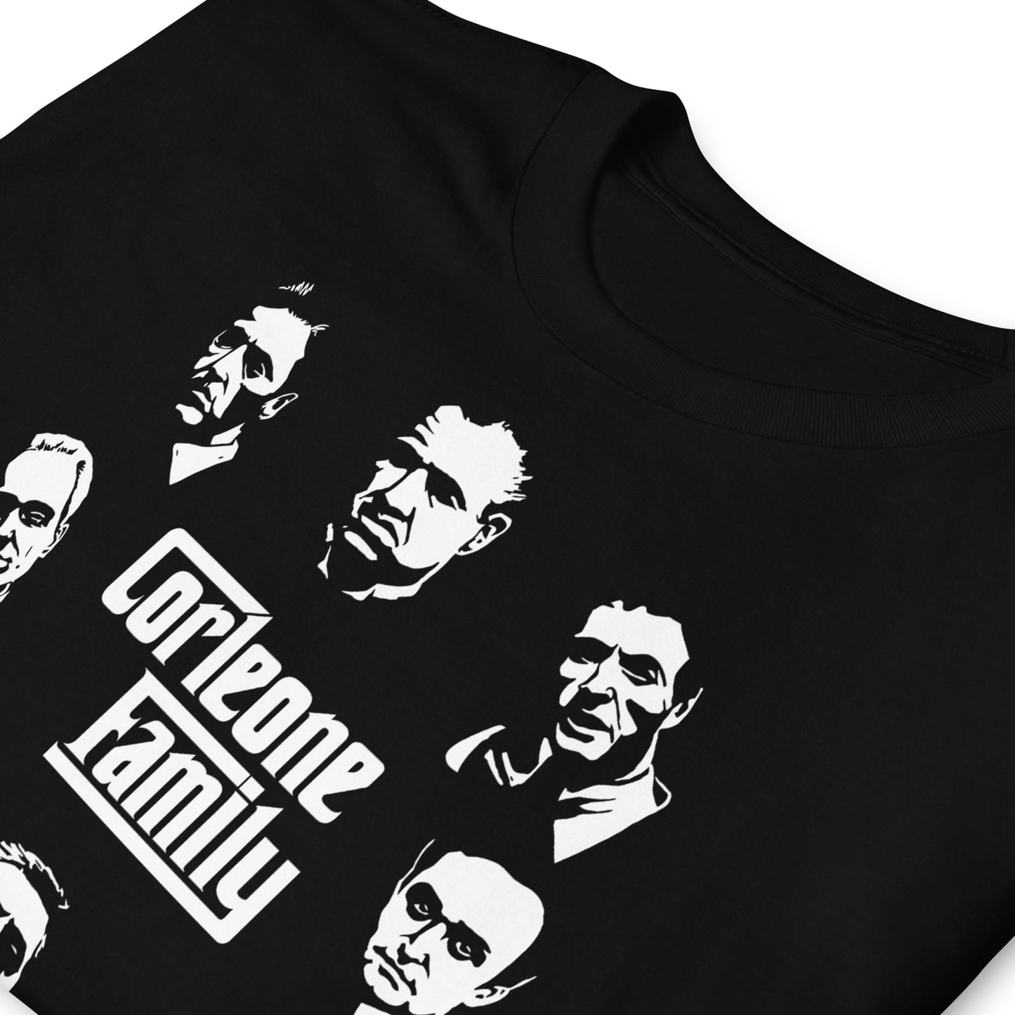 detalle de camiseta familia corleone el padrino the godfather en color negro