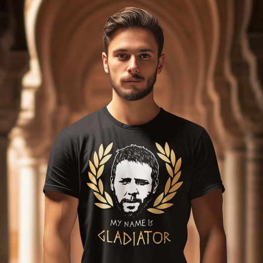 hombre con camiseta de gladiator en color negro