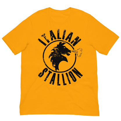 camiseta italian stallion rocky balboa en color amarillo mostaza