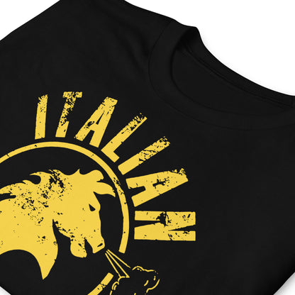 detalle de camiseta italian stallion rocky balboa en color negro