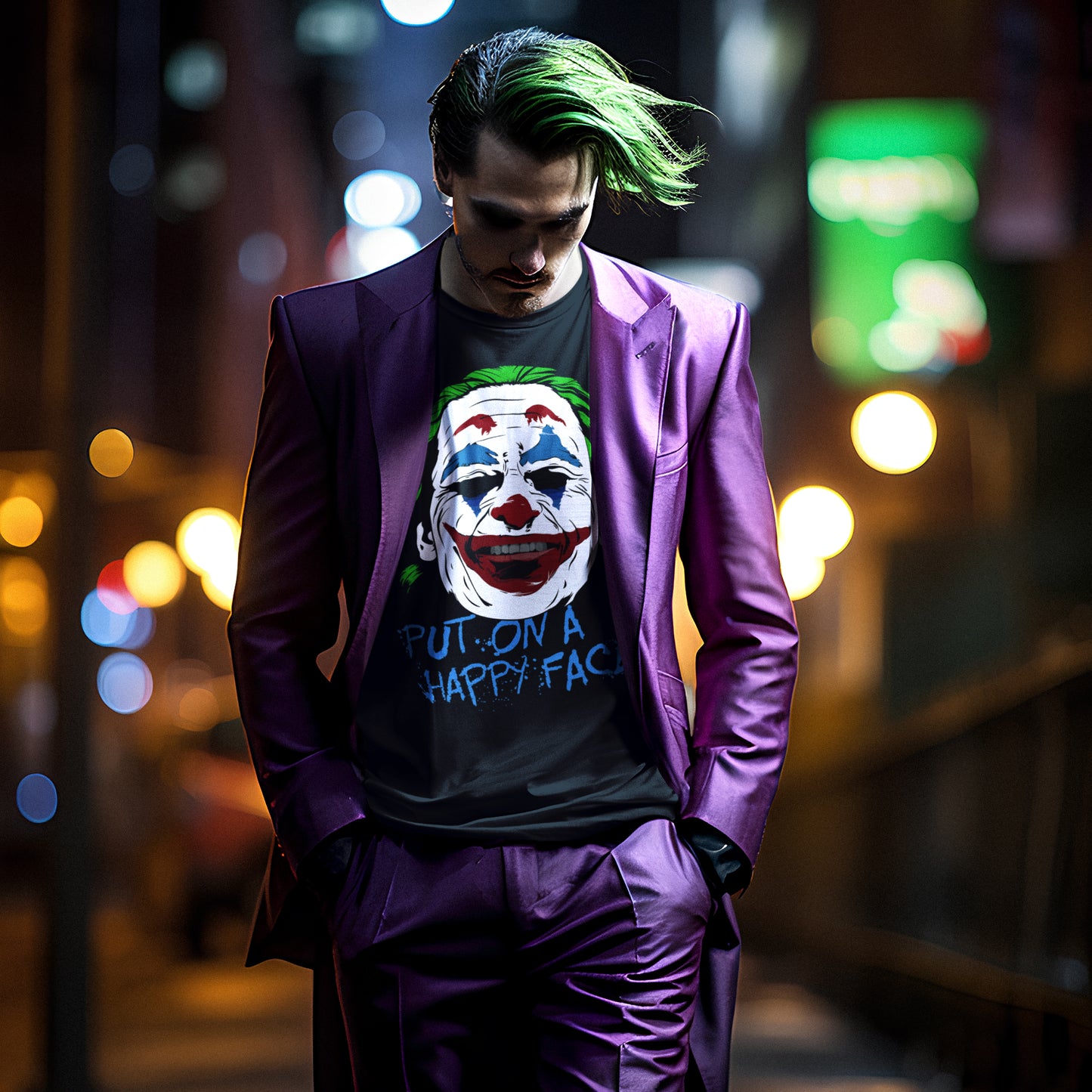 hombre con camiseta de joker en color negro