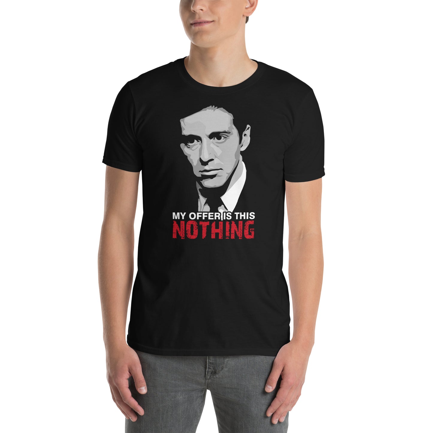 hombre con camiseta mi oferta es esta nada el padrino the godfather michael corleone en color negro