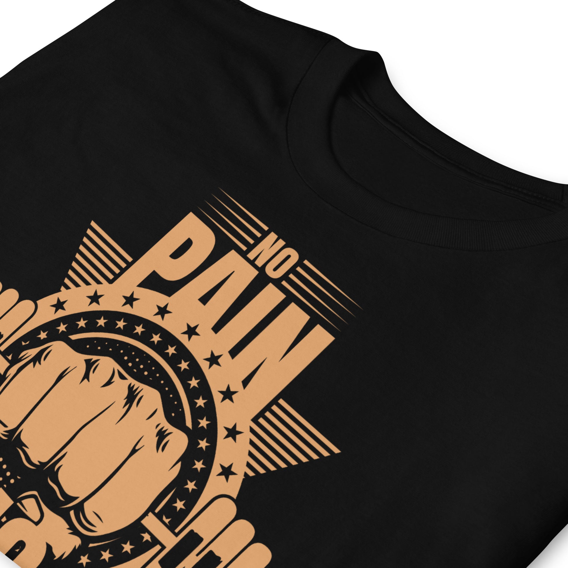 detalle de camiseta no pain no gain gym gimnasio fitness en color negro