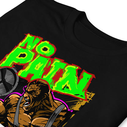 detalle de camiseta no pain no gain gym gimnasio fitness en color negro