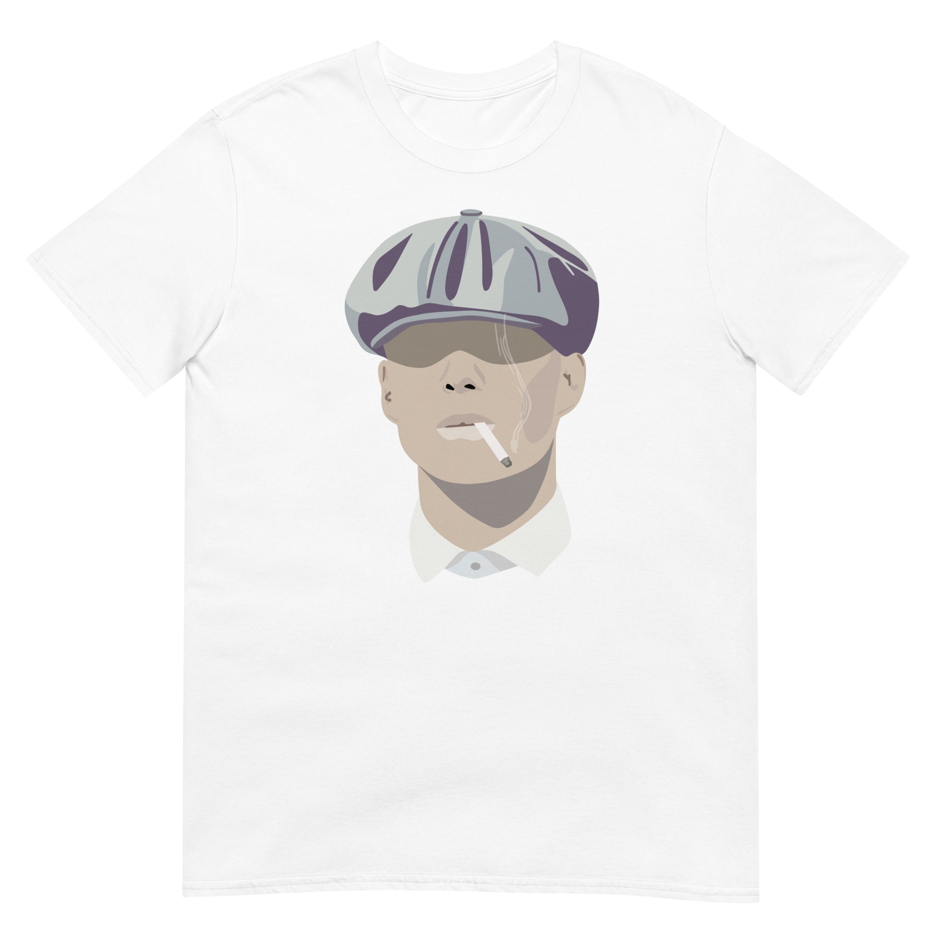 camiseta peaky blinders tommy shelby con cigarro en color blanco