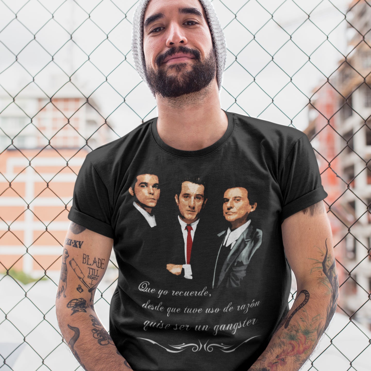 hombre con camiseta quise ser un gangster goodfellas uno de los nuestros en color negro