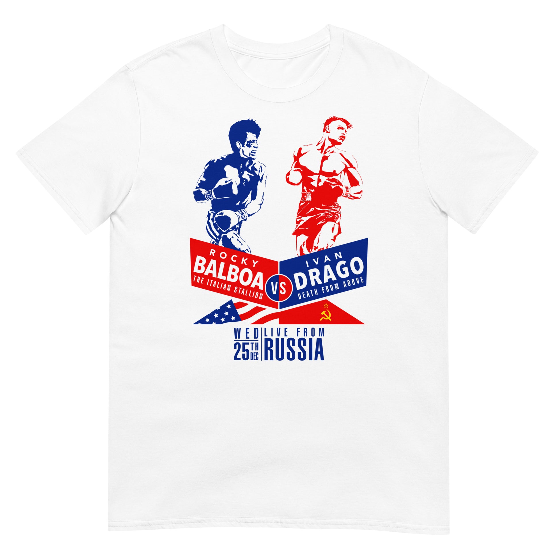 camiseta rocky balboa ivan drago en color blanco