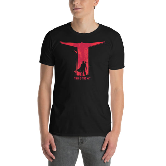 hombre con camiseta the mandalorian este es el camino this is the way en color negro