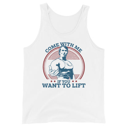 camiseta de tirantes come with me if you want to lift de arnold schwarzenegger en color blanco