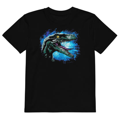 camiseta velociraptor dinosaurios infantil en color negro