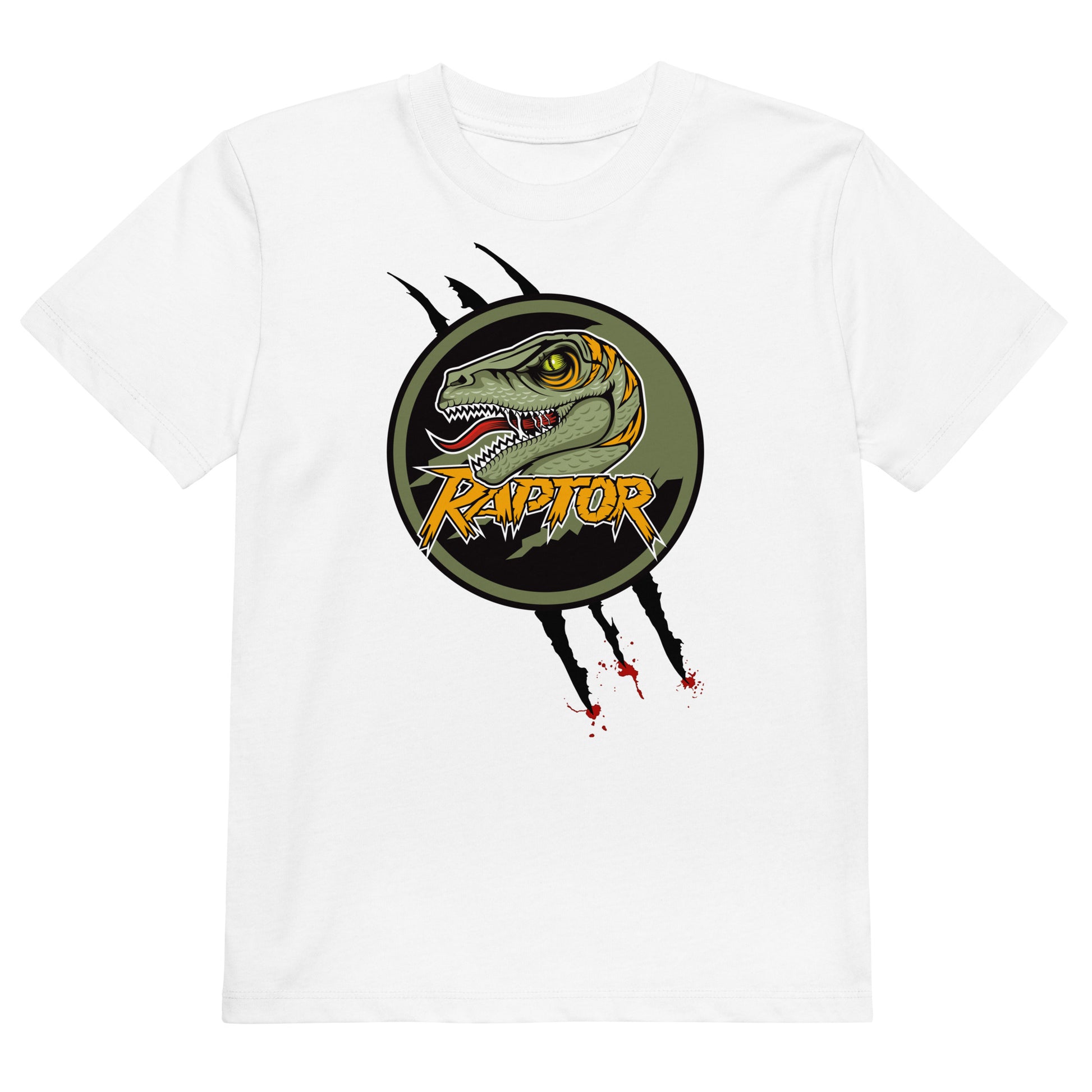 camiseta velociraptor dinosaurios infantil en color blanco