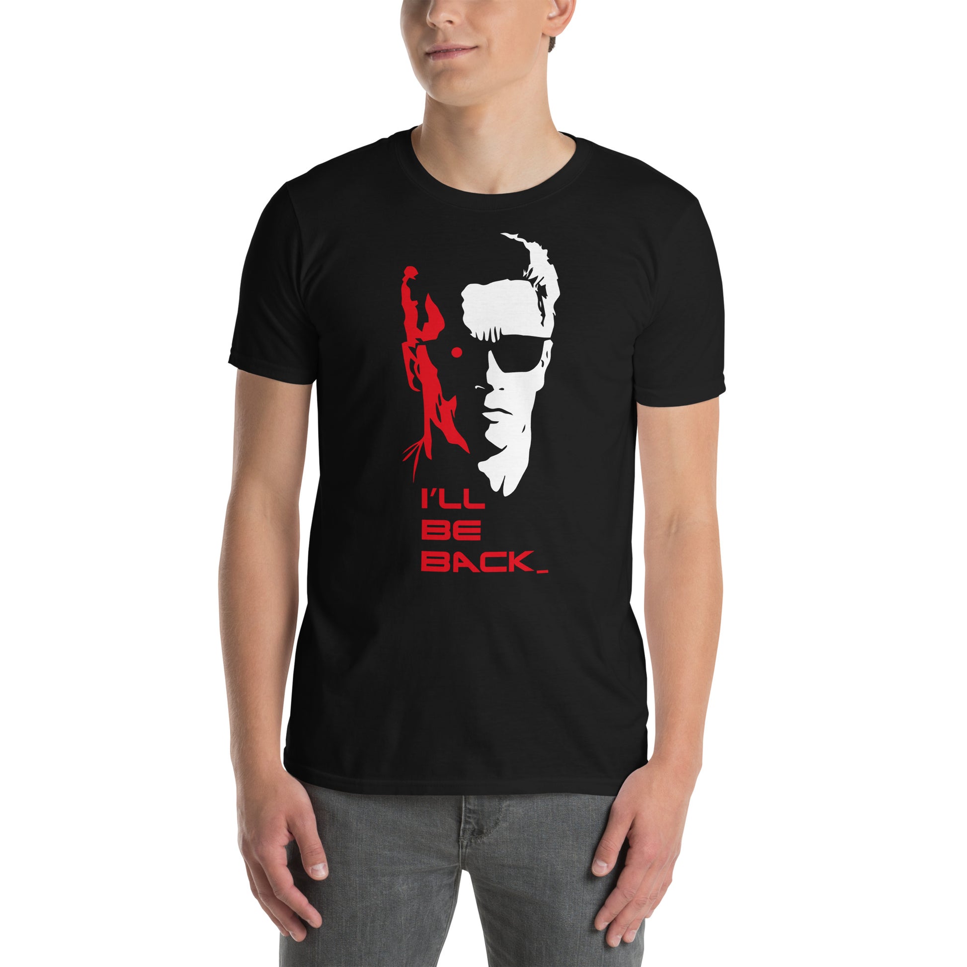 hombre con camiseta volvere ill be back terminator en color negro