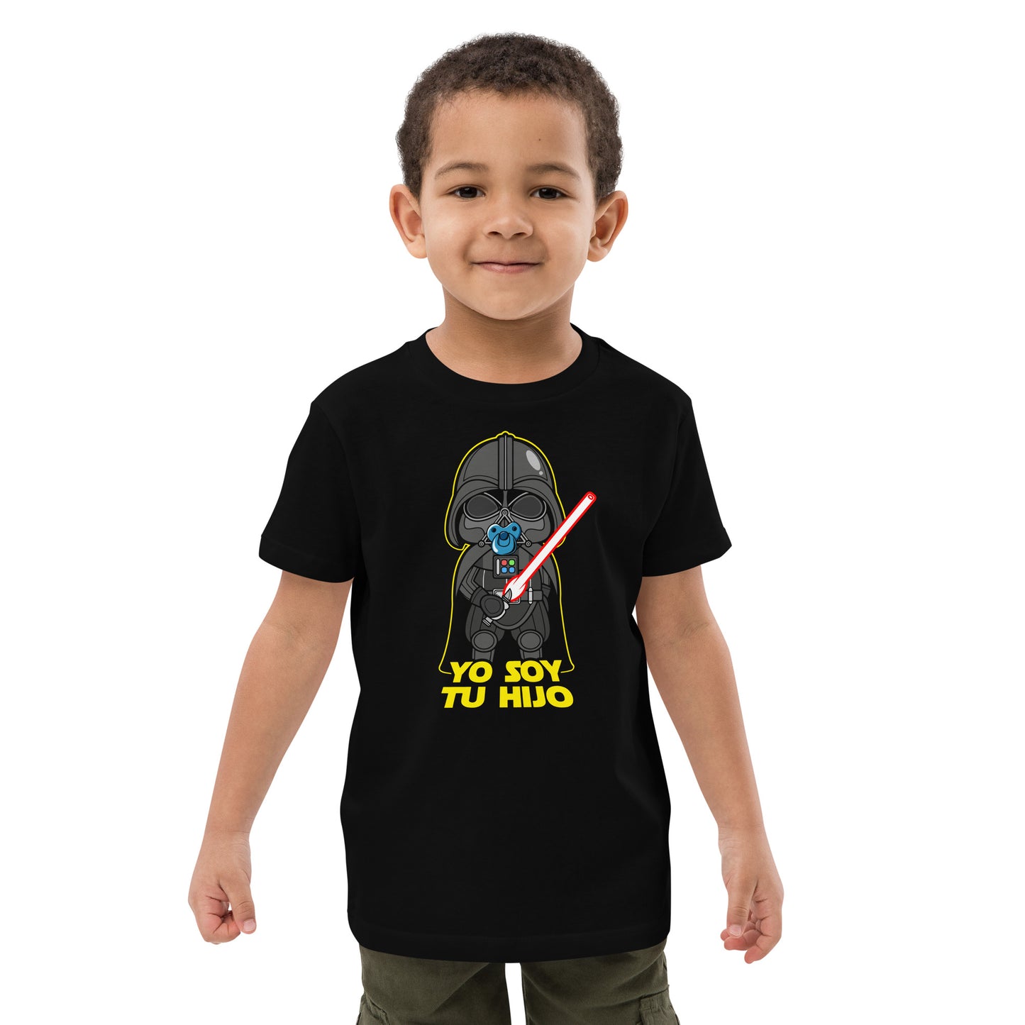 niño con camiseta yo soy tu hijo darth vader star wars infantil en color negro