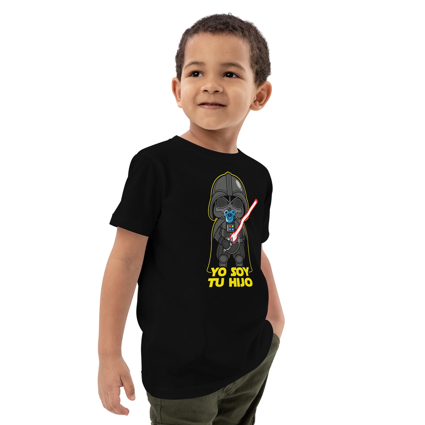 niño con camiseta yo soy tu hijo darth vader star wars infantil en color negro