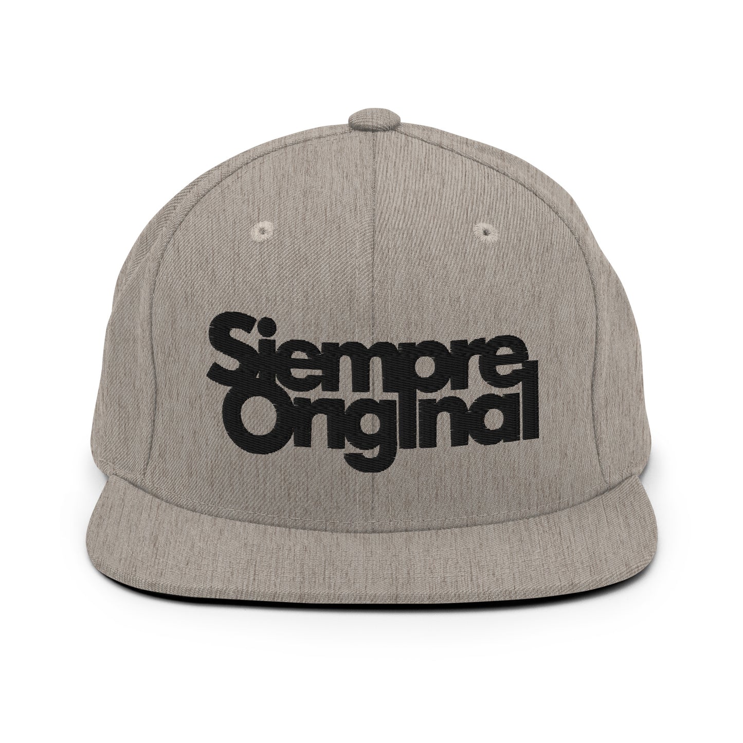 Chico con Gorra Snapback con logo Siempre Original bordado. Color Gris Jaspeado.