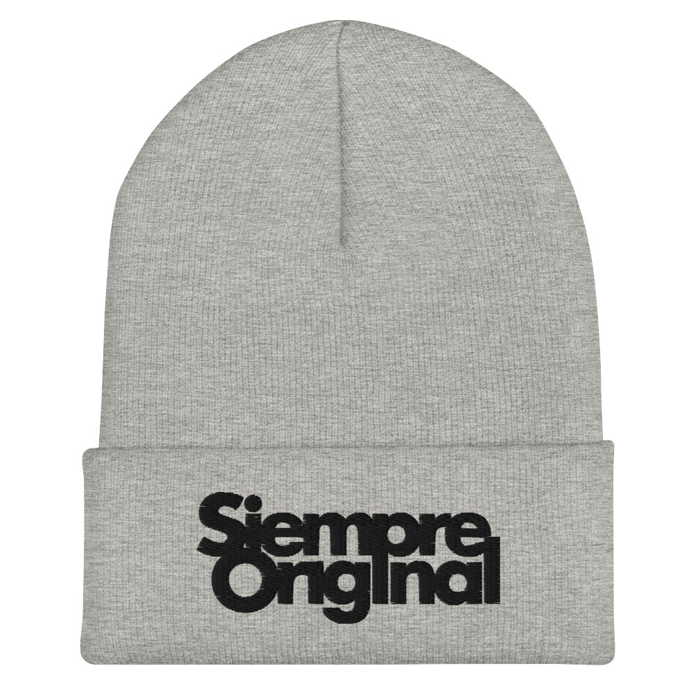 Gorro de Punto con logo Siempre Original bordado. Color Gris.