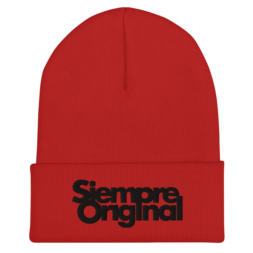 Gorro de Punto con logo Siempre Original bordado. Color Rojo.