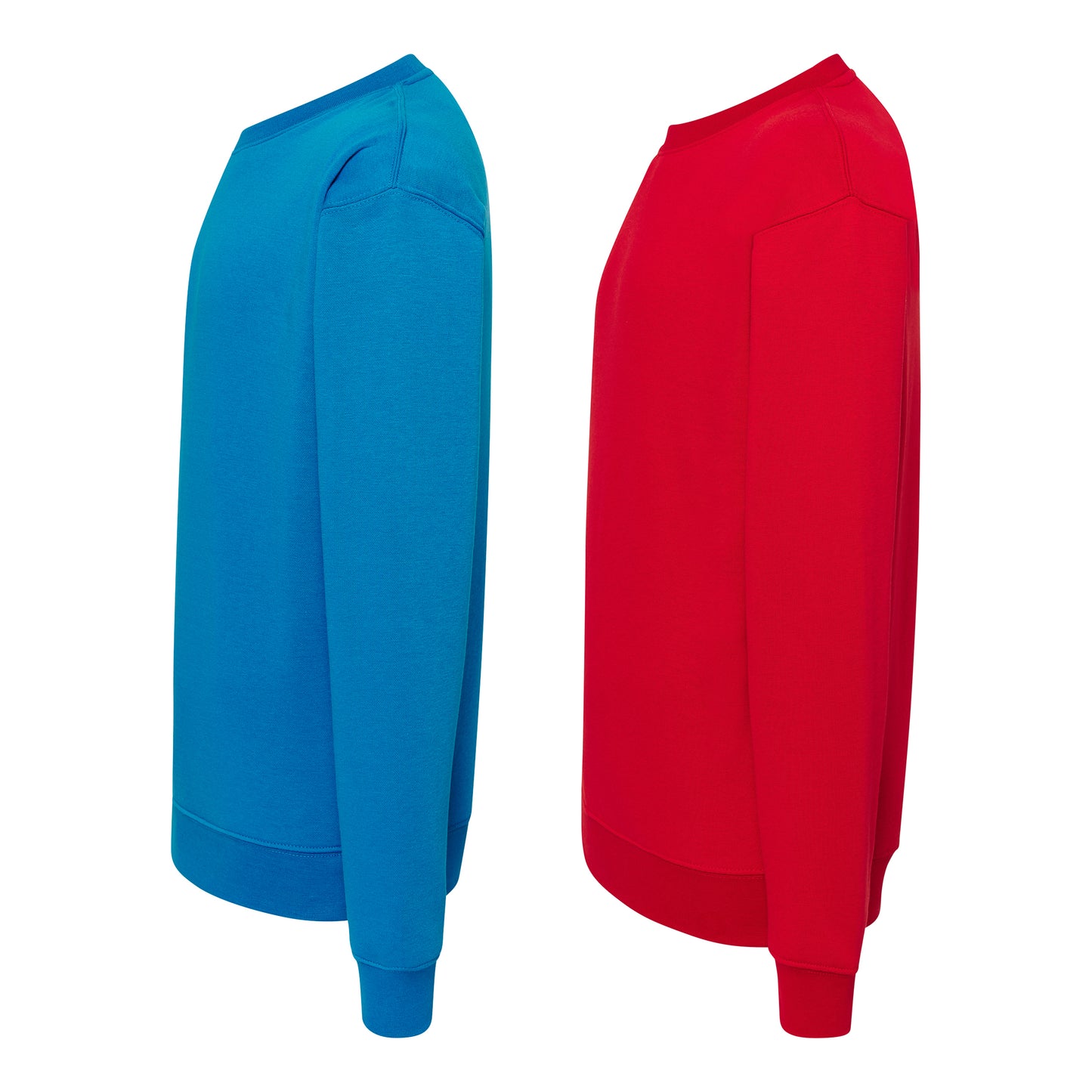 pack de 2 sudaderas basicas en color azul y rojo lateral