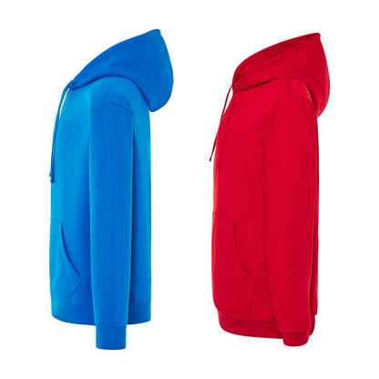 pack de 2 sudaderas con capucha en color azul y rojo lateral