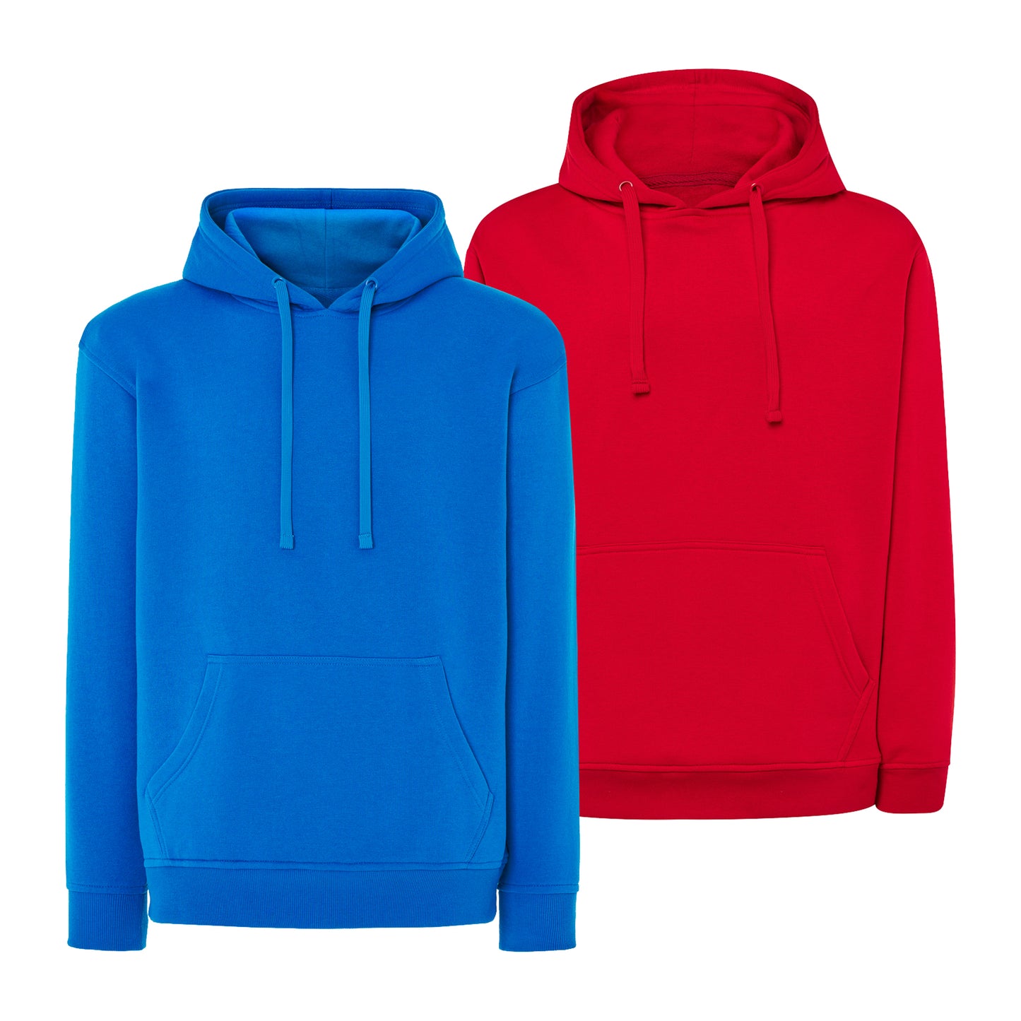 pack de 2 sudaderas con capucha en color azul y rojo