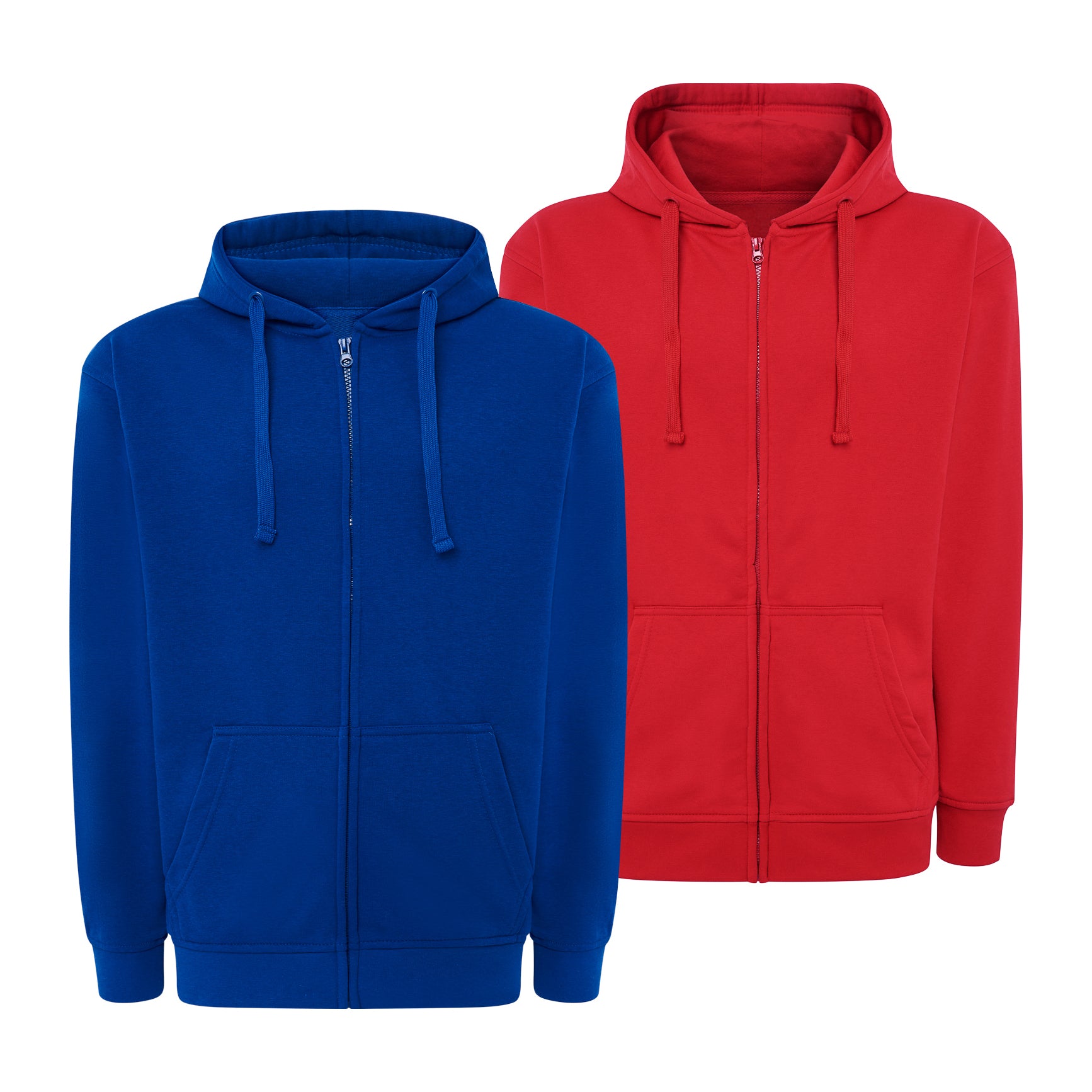 pack de 2 sudaderas con cremallera en color azul royal y rojo