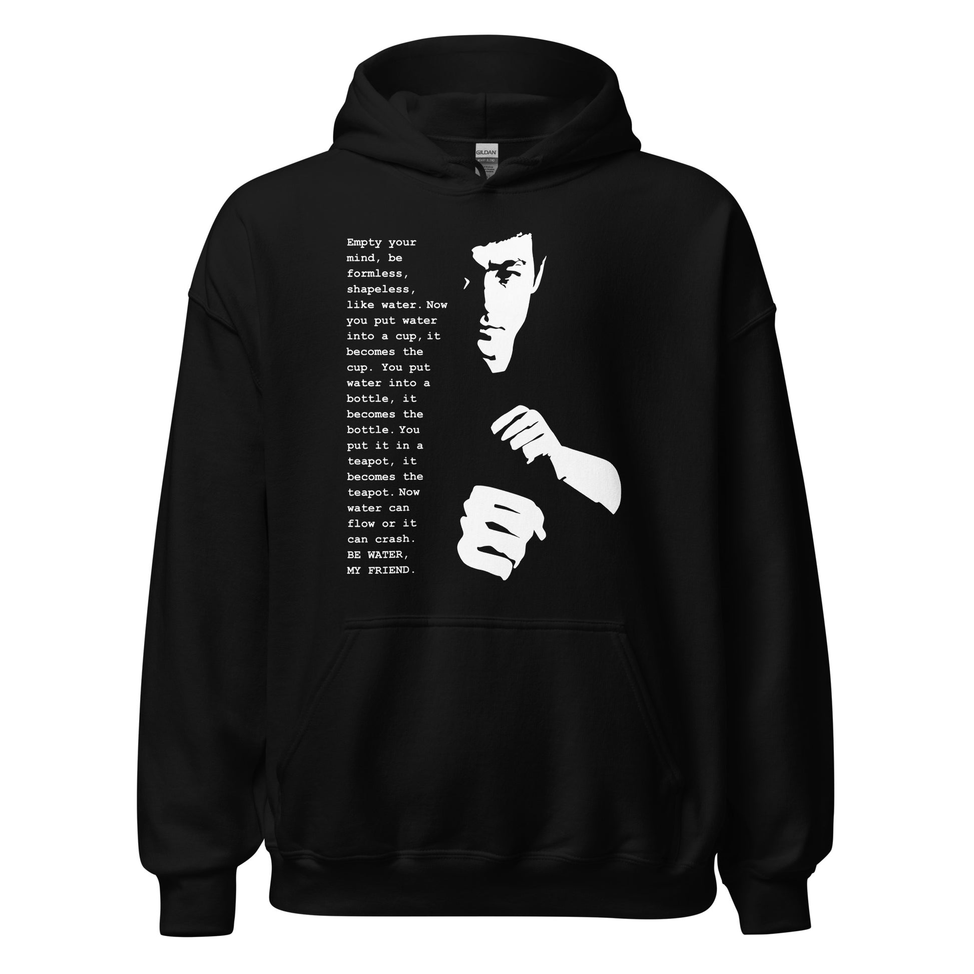 sudadera con capucha be water my friend de bruce lee en color negro