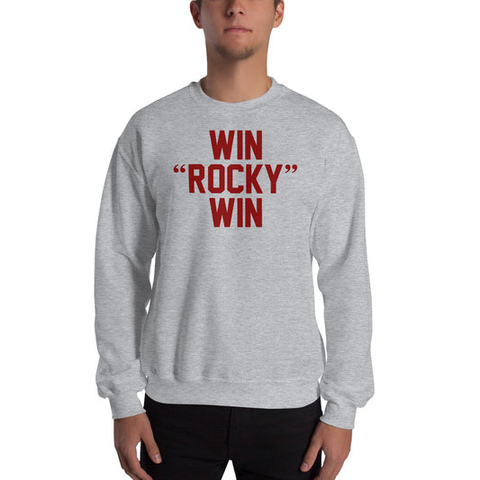 hombre con sudadera win rocky win en color gris