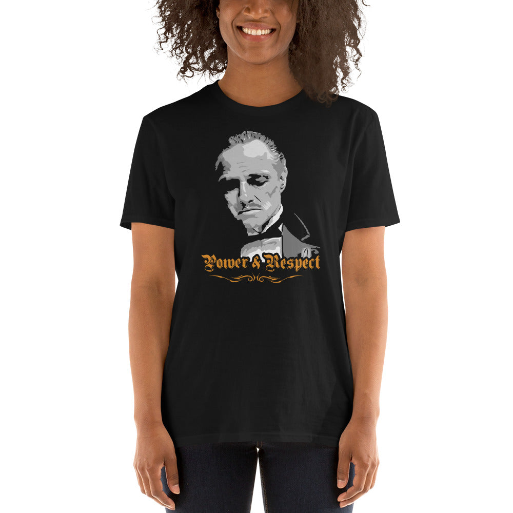 mujer con camiseta el padrino the godfather en color negro