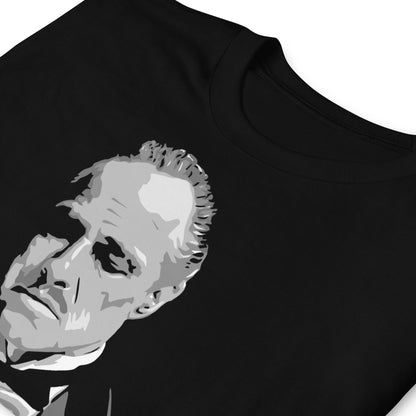 detalle de camiseta el padrino the godfather en color negro