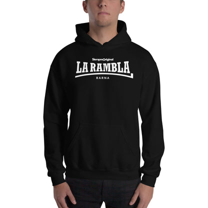 Sudadera con capucha de La Rambla - Barcelona. Color Negro.