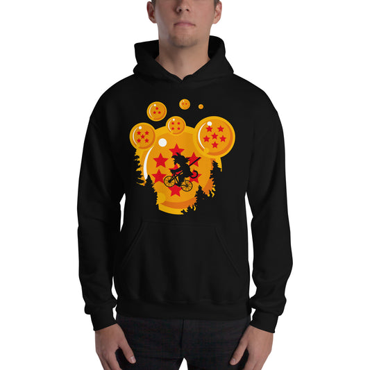 hombre con sudadera con capucha de goku de bola de dragon en color negro