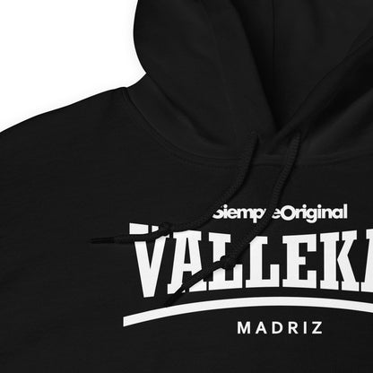 Sudadera con capucha del barrio de Vallecas - Madrid. Color Negro.