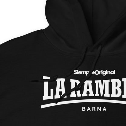 Sudadera con capucha de La Rambla - Barcelona. Color Negro.