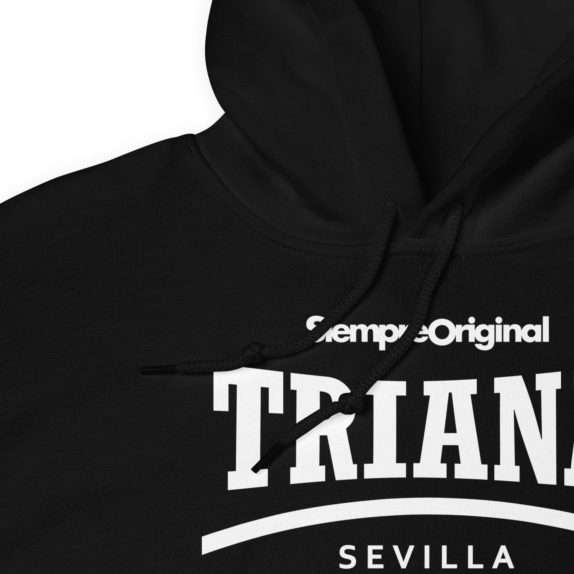 Sudadera con capucha del barrio de Triana - Sevilla. Color Negro.