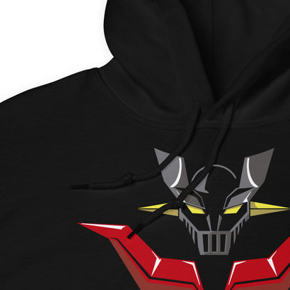 Sudadera con capucha de Mazinger Z. Color Negro. Detalle.