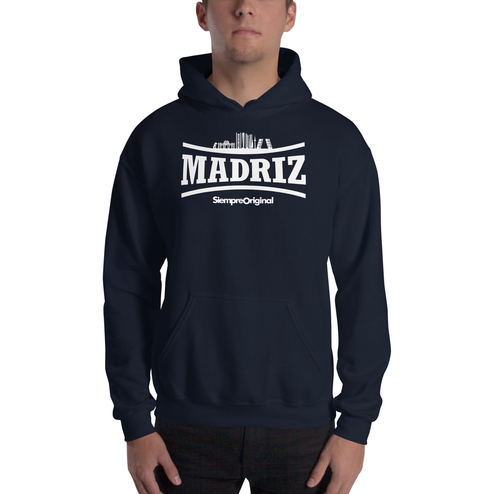 Sudadera con capucha de la ciudad de Madrid. Color Azul Marino.