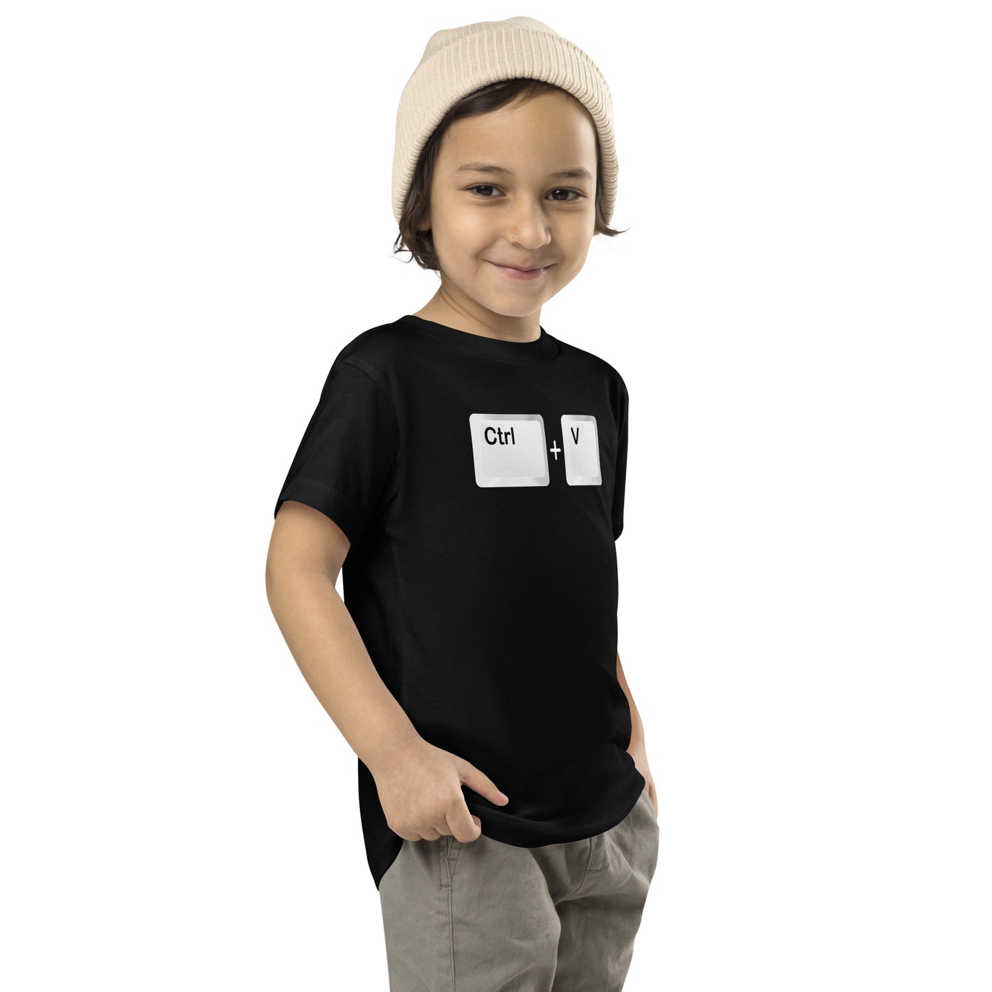 Camiseta de niño con el comando Ctrl V - Pegar. Color negro.